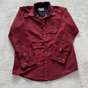 Craft + Flow Boys Cranberry Dress Shirt Button Front Long Sleeve Size‎ 10 12